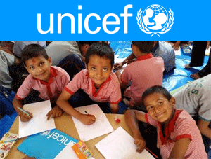 Unicef logo and children